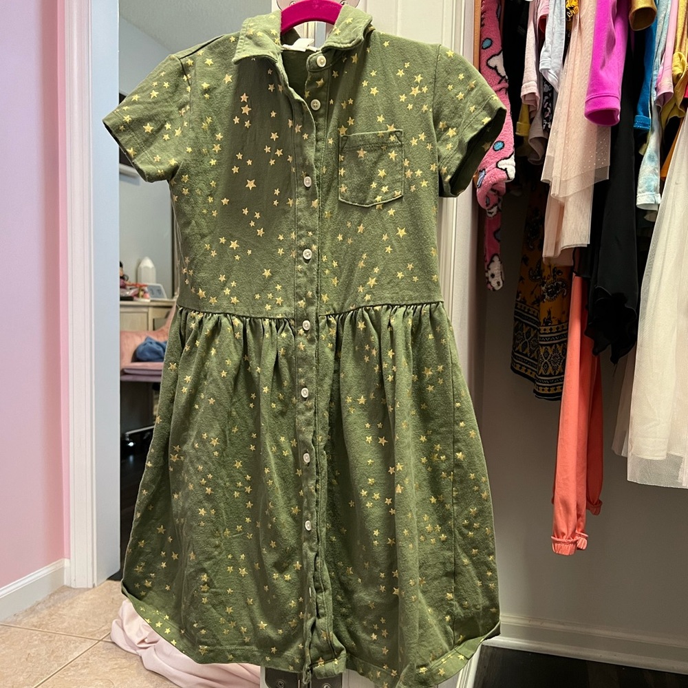 Girls Crewcuts green star dress size M
